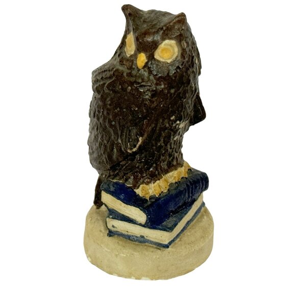 Hand Painted Minature Resin Owl Perched on Books Figurine 2.75" Collectible - Picture 5 of 6